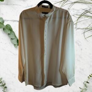 Bellini Collection Large button up long sleeve polyester cream men's shirt